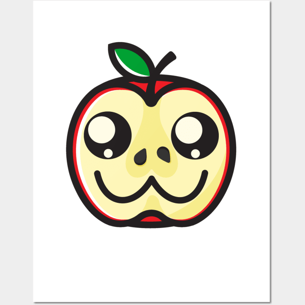 Cute And Funny Kawaii Apple Wall Art by Korry